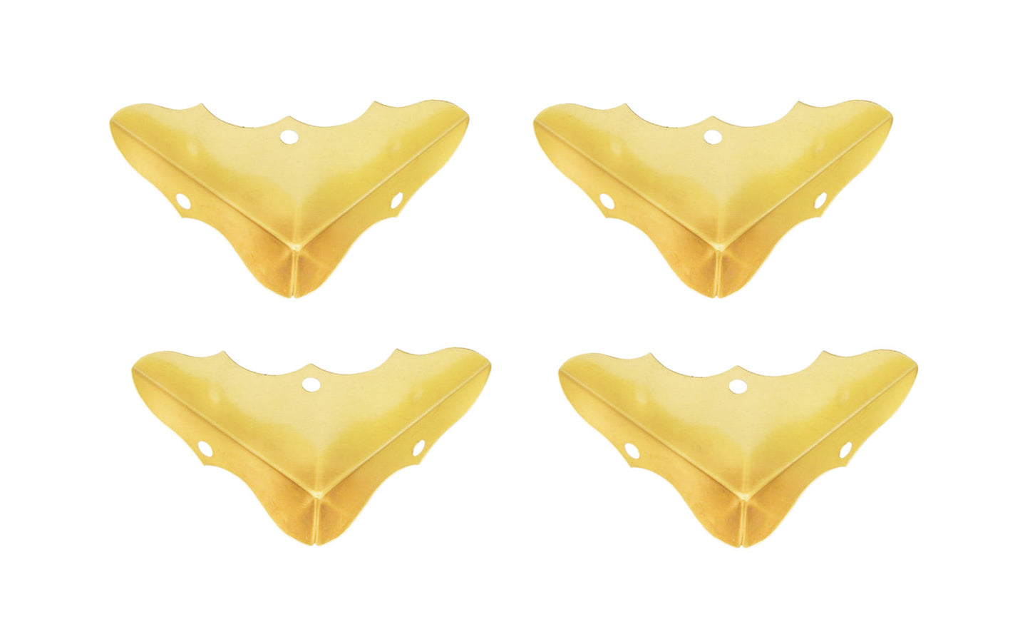 These solid brass small decorative corners are designed to protect & reinforce corners on small chests, trunks, luggage, furniture, etc. Made of solid brass material with a bright brass look. Sold as four corners in pack. National Hardware Model N213-454. 038613213456