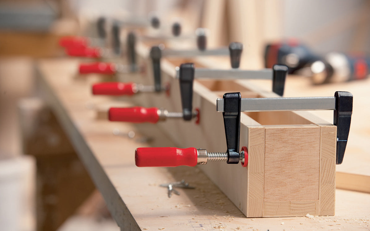 Bessey Clamps ~ Model No. LM2.004 - Light weight, & made of quality durable material, Bessey Light-Duty Steel Bar Clamps heads are made of tough die cast zinc, & black powder coated to prevent corrosion. Plastic pressure cap protect work piece surface. 330 lbs. Clamping force - Excellent for woodworking - 4" Long