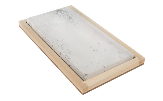 The Soft Arkansas Bench Stone with Wooden Box ~ 6" x 3" x 1/2" (Model MBC-6-C) is the coarsest-grained & good for starting an edge on your tools & knives. Made in USA.