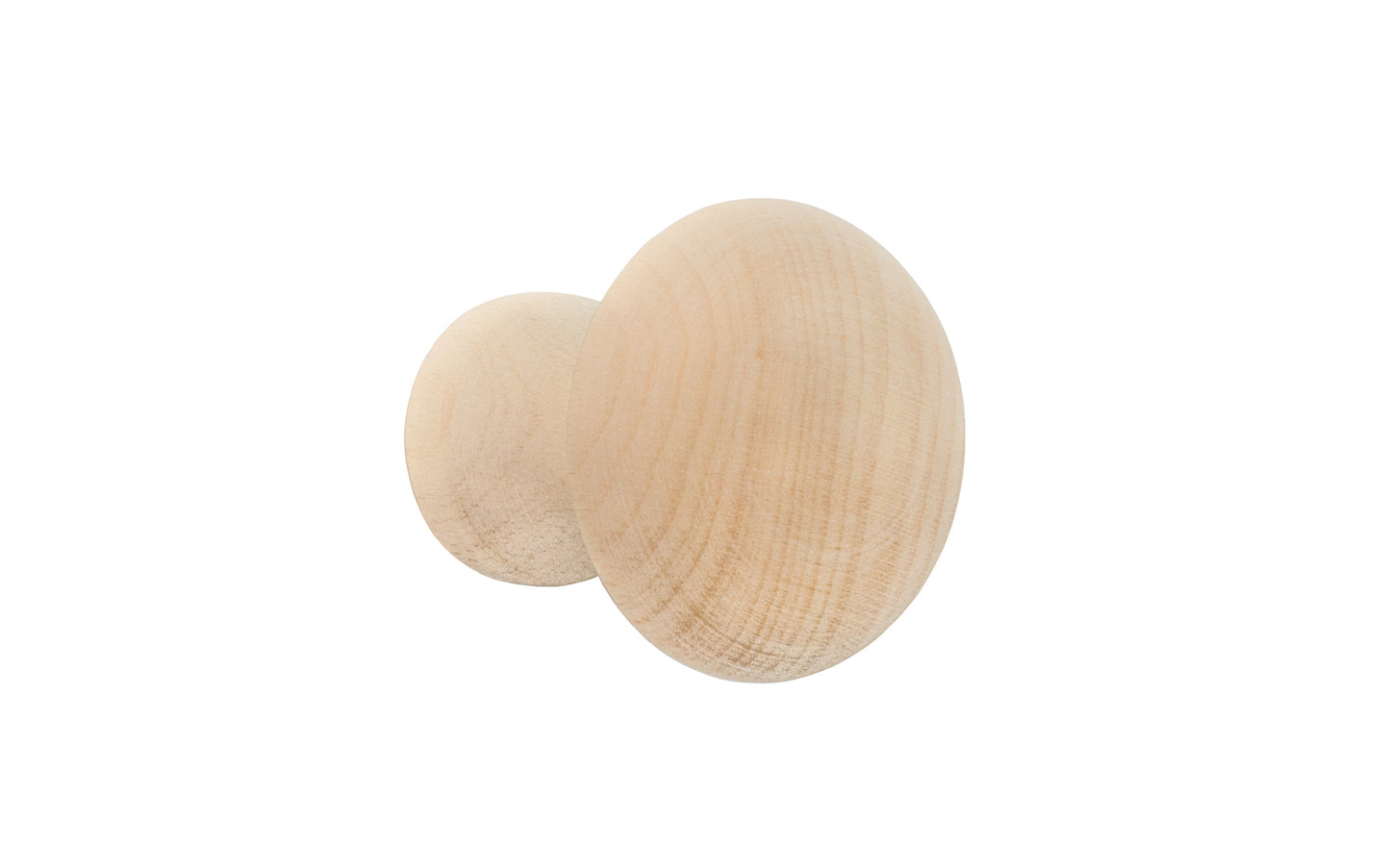 Classic & traditional Shaker-style solid wood cabinet knobs. Maple Wood Knob. These charming wood knobs have a smooth & attractive look & feel. Wooden shaker knob for cabinets, drawers, & furniture. Unfinished mushroom shape wood knob.