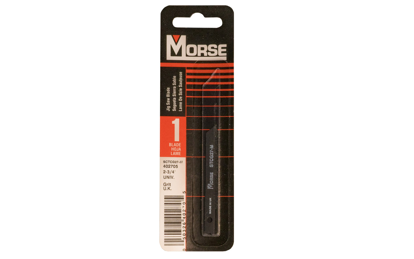 Morse Carbide Grit Jig Saw blade. 2-3/4" overall length. Made in UK. 050326402705. Morse Brand. Model No. STCG27-M