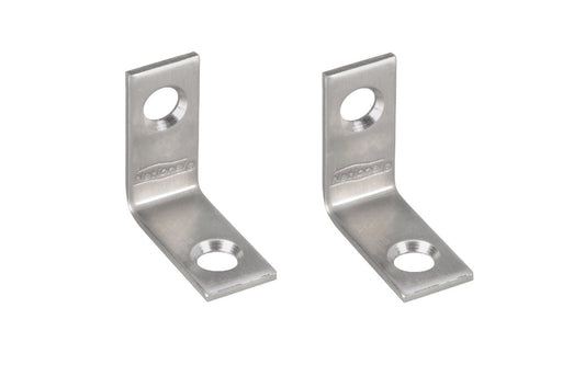 1" x 1/2" Stainless Corner Brace is designed for furniture, countertops, shelving support, chests, cabinets. For repair of items in workshop, & industrial applications. Stainless steel material for corrosion protection. Sold as a pair of corner irons. Includes fasteners. 2 pack. National Hardware Model No. N348-292.