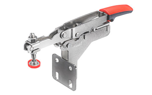 Bessey Auto-Adjust Horizontal Toggle Clamp - STC-HA20. Auto-adjustment -  Self adjusts to variations in workpiece while maintaining clamping force - 3/8" clamping capacity. Adjustable clamping force based on the adjusting screw in the joint (Range of 25 to 250 lbs.). Holding capacity up to 450 lbs (nominal) ~ 788502201438