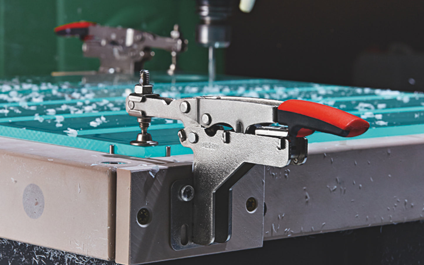 Bessey Auto-Adjust Horizontal Toggle Clamp - STC-HA20. Auto-adjustment - Self adjusts to variations in workpiece while maintaining clamping force - 3/8" clamping capacity. Adjustable clamping force based on the adjusting screw in the joint (Range of 25 to 250 lbs.). Holding capacity up to 450 lbs (nominal)