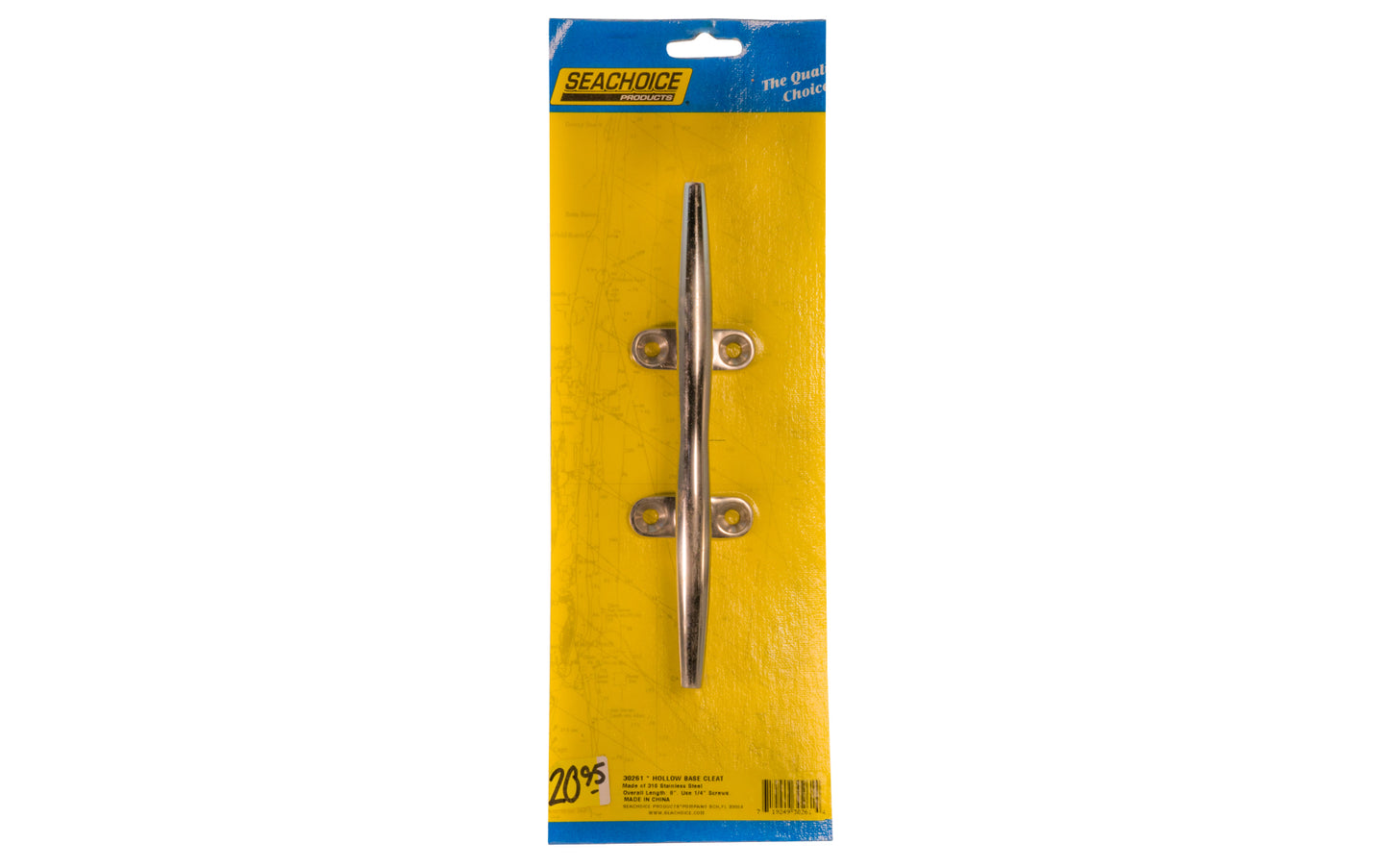 Seachoice 8" Stainless Steel Hollow Base Cleat - 30261. Screws not included. Rust & corrosion resistant. 719249302614. Seachocie Model 30261. Made of 316 Stainless Steel material