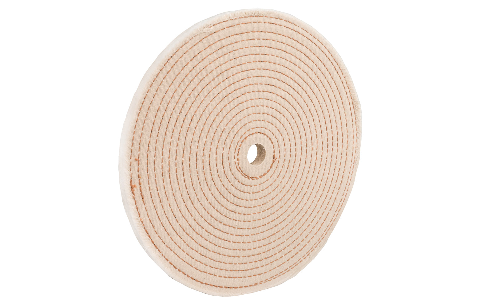 The 10" Spiral Sewn Buffing Wheel ~ 1/2" Thick for aggressive cutting & coarse buffing. 3/4" hole diameter. 1/2" wide thickness. Made in USA. This spiral sewn wheel is designed for prolong service. Good for coarse cutting & buffing, & flexible grinding. Stiffer cotton sheeting - Held together lockstitch sewing. Dico Polishing Company 528-40-10