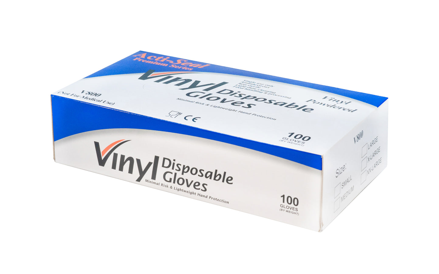 These powdered Vinyl gloves are good disposable gloves for a variety of uses including home improvement, light duty work, shop use, food preparation, painting, cleaning, hobby work, arts & crafts, etc. Beaded cuff style Powdered Vinyl - 100 gloves in box - Ambidextrous design fits right or left hand - No latex