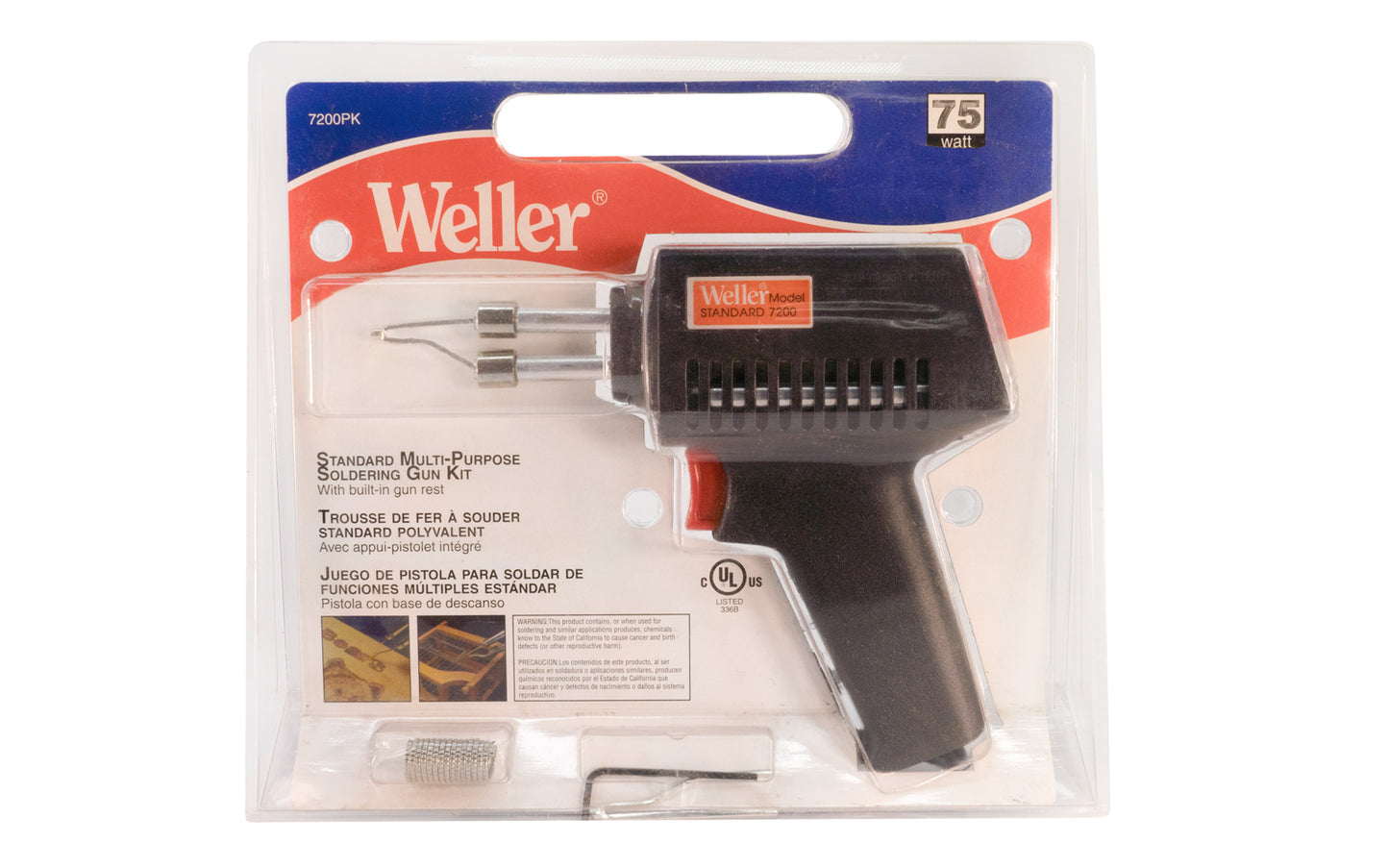 Weller 75W Soldering Gun Kit. Standard Multi-Purpose. Model 7200PK. Made by Weller - Apex Tool Group. 037103136657.