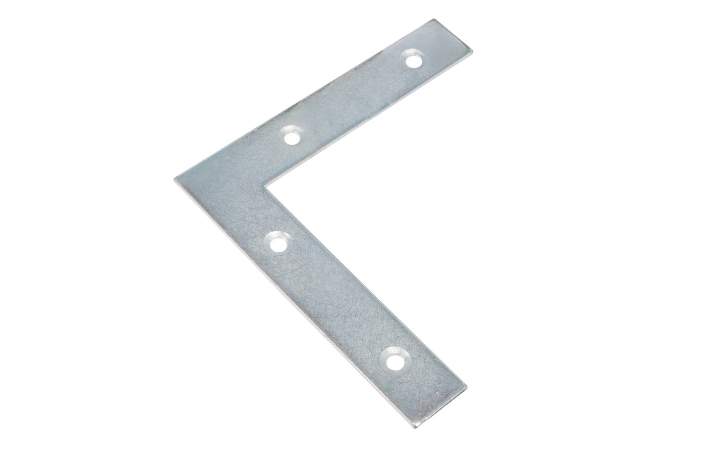 These flat corner irons are designed for furniture, cabinets, shelving support, etc. Allows for quick & easy repair of items in the workshop, home, & other applications. Made of steel material with a zinc plated finish. Countersunk holes. Sold as singles, or bulk box of (48) flat corner braces. 2-1/2" long x 2-1/2" long size Screws not included.