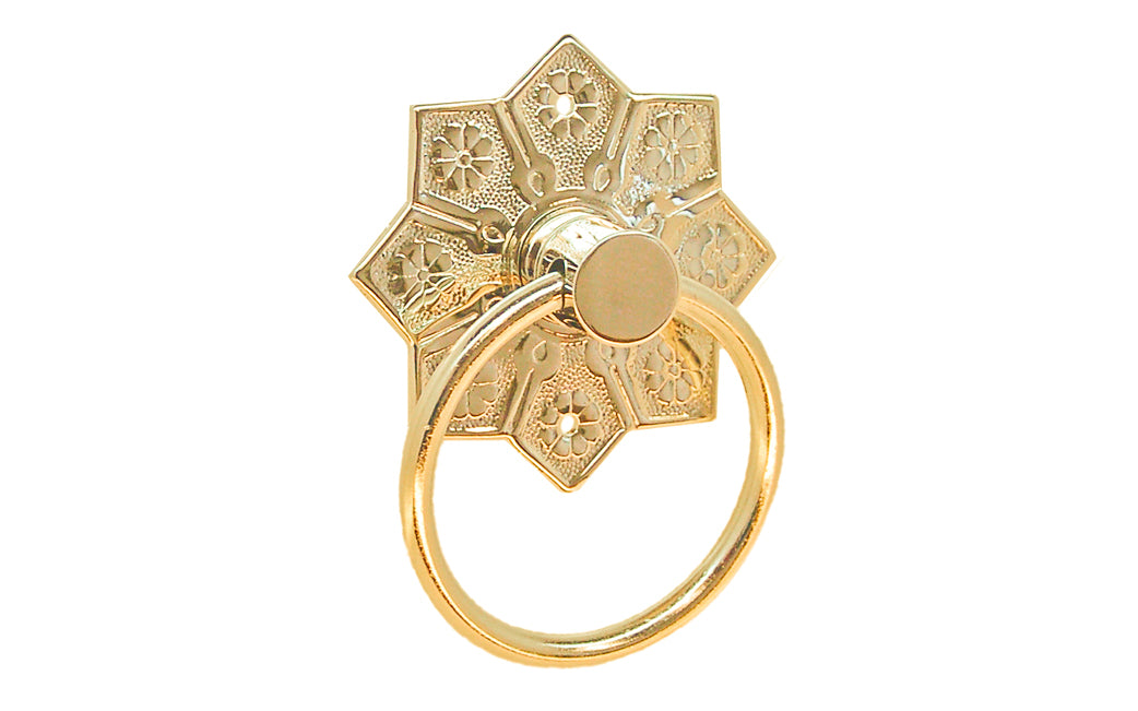 Solid Brass Drop Ring Pull ~ Non-Lacquered Brass (will patina naturally over time)