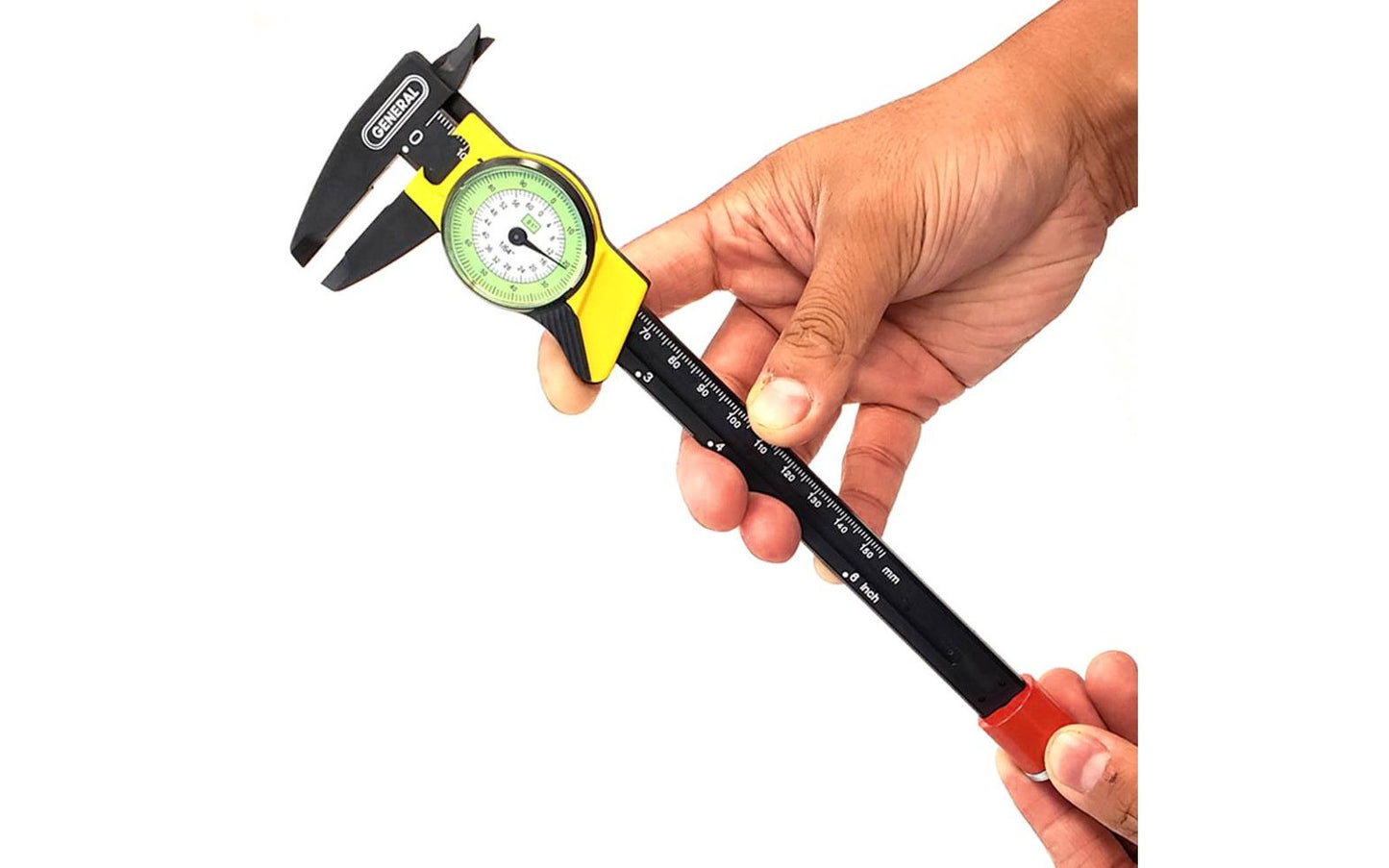 General Tools 6" Dial Caliper - Model No. 142 ~ Direct reading .01" & 1/64" on dial & mm on bar scale - Inside, outside, depth & step measurements