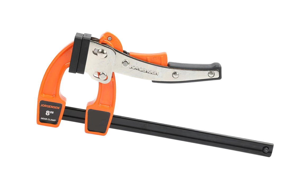 Jorgensen 8" Gear Clamp - Pony Jorgensen Model No. 38008 - Distinctive 'power bar' for rapid action - Quick & handy release button - 8" max opening - 3" reach - 600 lbs. clamping pressure ~ 044295380089