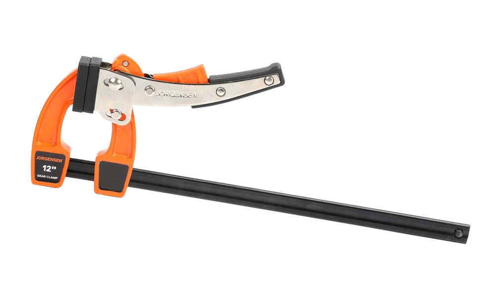 Jorgensen 12" Gear Clamp - Pony Jorgensen Model No. 38012 - Distinctive 'power bar' for rapid action - Quick & handy release button - 12" max opening - 3" reach - 600 lbs. clamping pressure ~ 044295380126