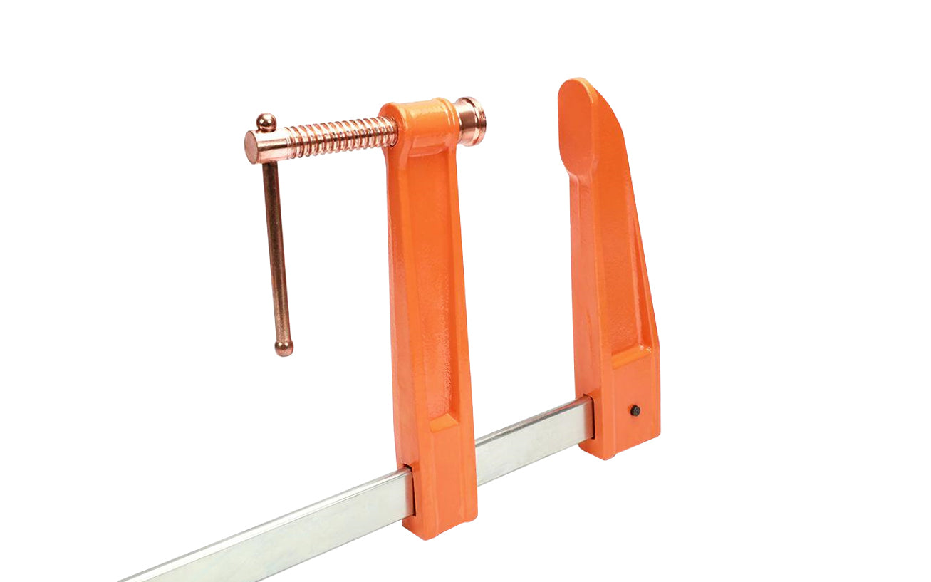 Jorgensen 9" Deep-Reach Throat Bar Clamp ~ 12" Max Opening - No. 4912 - Cast iron heads & rust resistant steel bars - 1,200 lbs. clamping pressure - With steel sliding pin handle & copper-plated screw & swivel end - Heavy Duty Deep Throat Clamp - 9" Deep