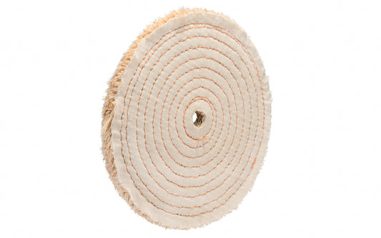 The 8" Sisal Buffing Wheel ~ 1/2" Thick is a workhorse for aggressive cutting & coarse buffing. 5/8" hole diameter. 1/2" wide thickness. Dico Polishing Company 528-38-8. Made in USA.