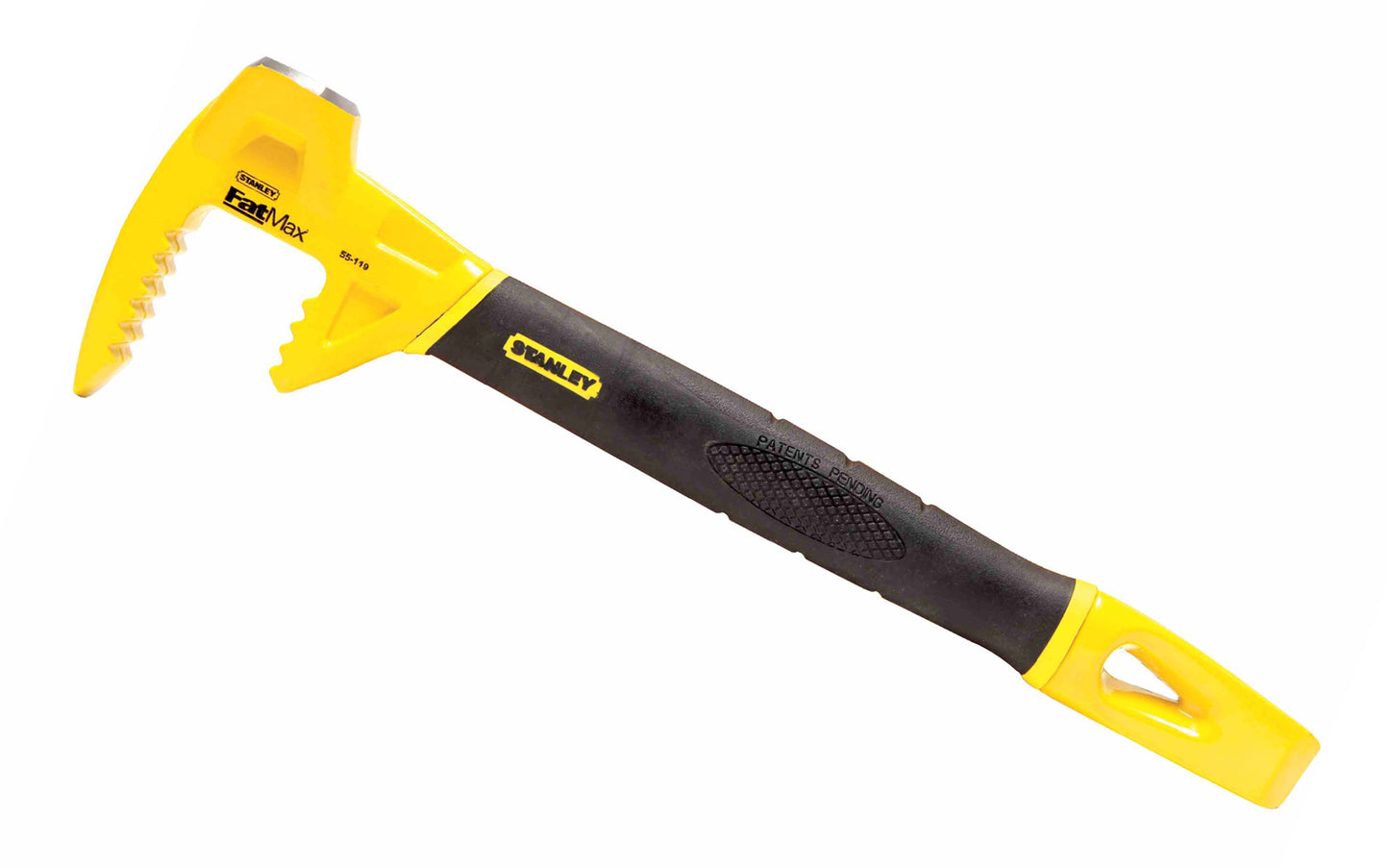 Stanley Tools - Model No. 55-119 ~ One forged all-steel piece ~ Heat-treated & tempered ~ Heavy Duty Pry Bar ~ 4-in-1 tool for prying, splitting, board bending & striking jobs ~ heavy demolition work ~ Beveled nail slot for pulling & prying nails ~ Textured cushion grip for comfort and control ~ Board Bender ~ Fat Max