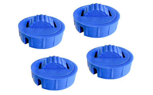 Four Pack - Gives functionality to your workbench when dogs are needed - 2-1/2" diameter - Model BLUE DOG 4PK - use a 2-1/2" hole saw to drill out a hole, sand the top edge, & press the Blue Dog down into the hole until flush - height adjustment for any material thickness & the turntable feature allows flexibility - 663807025111