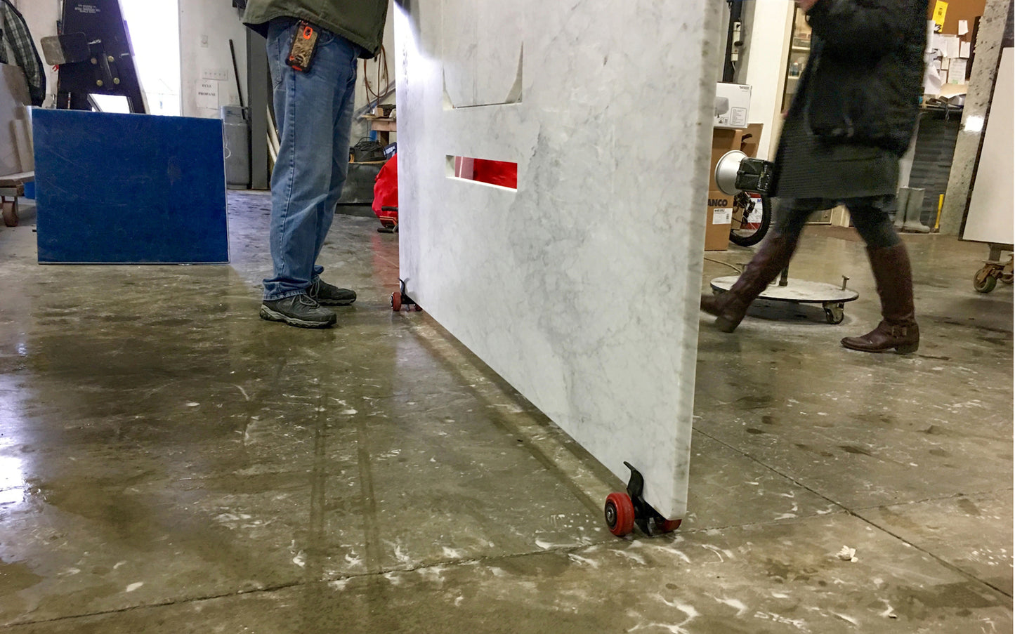 FastCap Clip N Roll ~ Material & Sheet Dollie - 500 lb. capacity - Helps to move large & heavy materials around the job or shop by yourself - Great for moving drywall sheets, granite sheets, doors, wood material, plywood, countertops