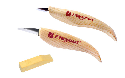 Flexcut Whittler's Knife Kit ~ KN300 - Made in USA ~ 2-piece Whittler's Knife set is a good whittler knife kit. Included in this set are the Flexcut KN13 Detail Knife, & KN27 Mini-Detail Knife - Whittler's Knife Kit - Two piece set ~ 2-knife kit ~ Flexcut Whittler's Knife Set ~ 651646503006
