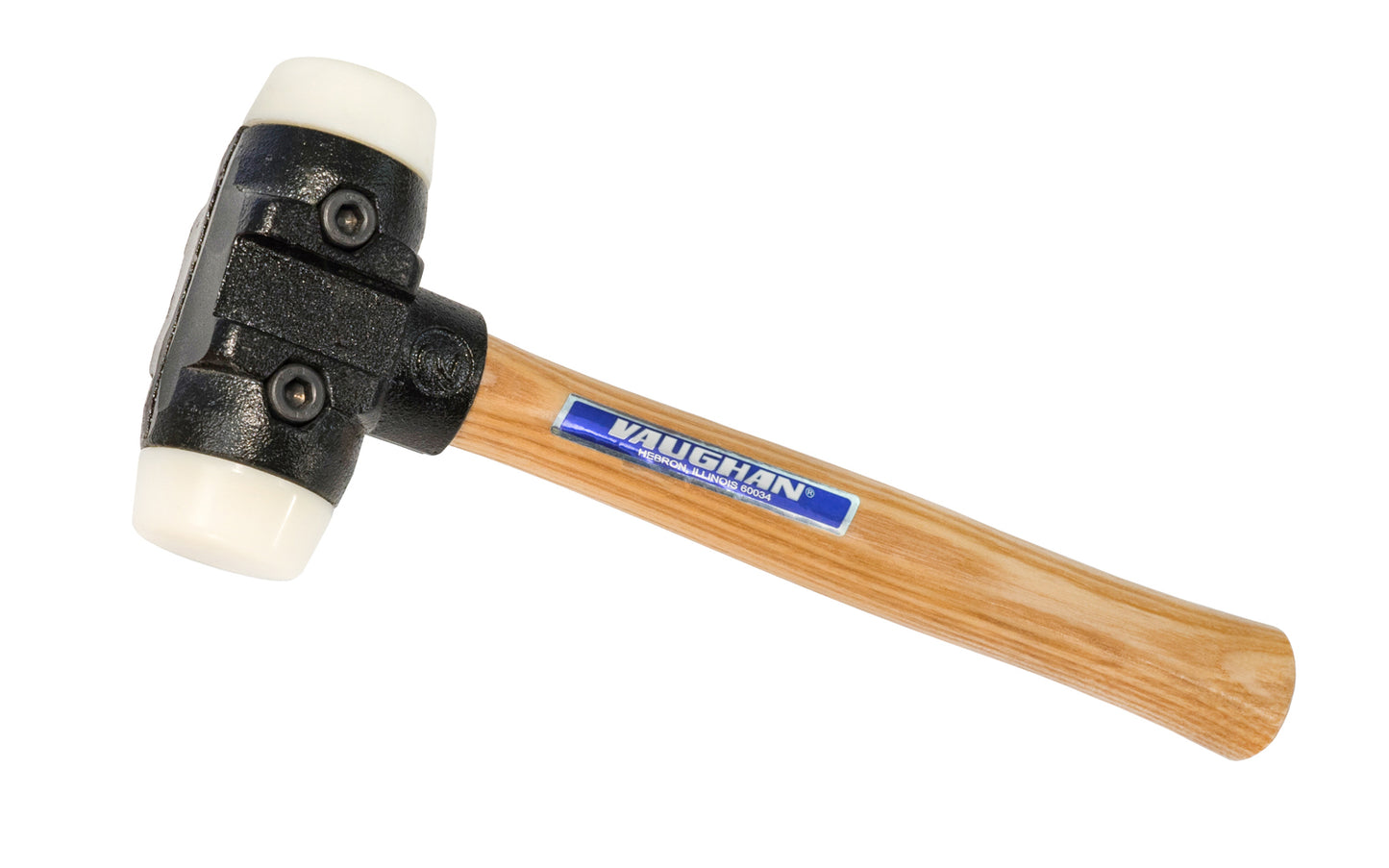 Vaughan Split-Head Hammer with Nylon Face - 1-1/2 lb. ~ No. SH150NF - Made in England ~ Malleable iron heads are designed for uniform clamping pressure on handle & faces. Extension collars transfer shock to more handle surface