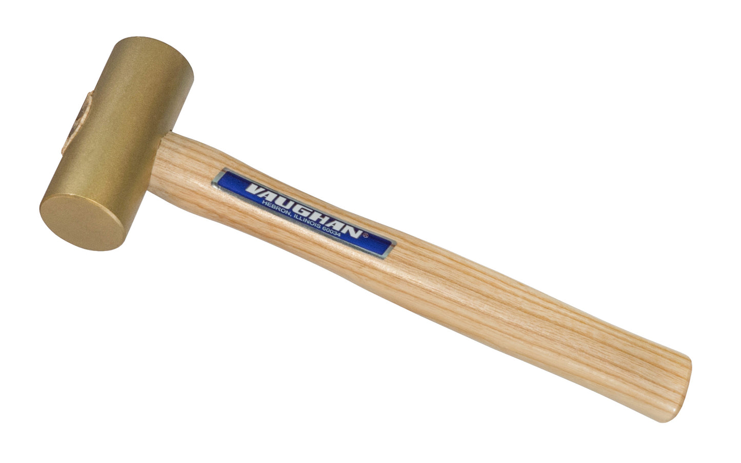 Made in England · Model BM100 - Model BM150 - BM200 ~ 10 oz - 25 oz - 52 oz - Vaughan Hammers - Solid Brass - Hardwood handle - 1" diameter face - 1-1/2" diameter face - 2" diameter face - Solid Brass mallets deliver firm blows with their heads & help prevent damage to parts being struck - Solid Brass Hammer - Hickory