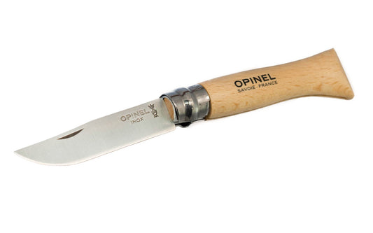 Opinel Classic Stainless Steel Knife ~ Made in France ~ Classic stainless model ~ Foldable blade with stainless locking collar ~ MaFde of 12c27 Sandvik stainless steel ~ Genuine Beechwood handle