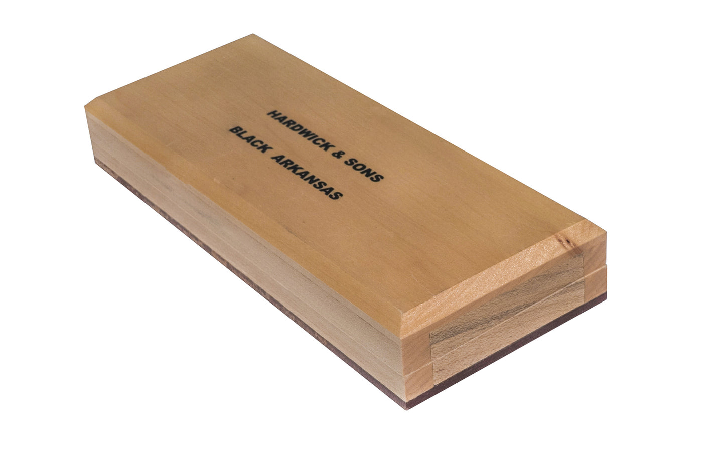 Black Hard Arkansas Bench Stone with Wooden Box ~ 6" x 2" - Made in USA ~ 6" Long x 2" Wide x 1/2" Thick - super-fine stone, it is sometimes referred to as the "Surgical Black Arkansas Stone". It is great for putting an ultimate edge on your tools & knives - Final Finish - Model No. BAB-62-C