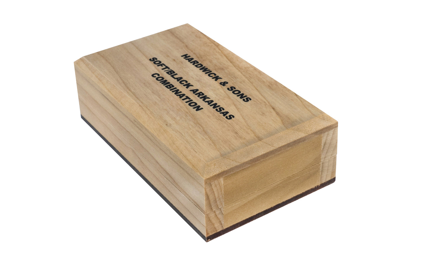 Soft/Hard Combination Arkansas Bench Stone with Wooden Box ~ 4" x 2" - Black Hard Arkansas Stone & Soft Arkansas Stone - Combo Sharpening Kit ~ Model No. MBC-4-C ~ Made in USA