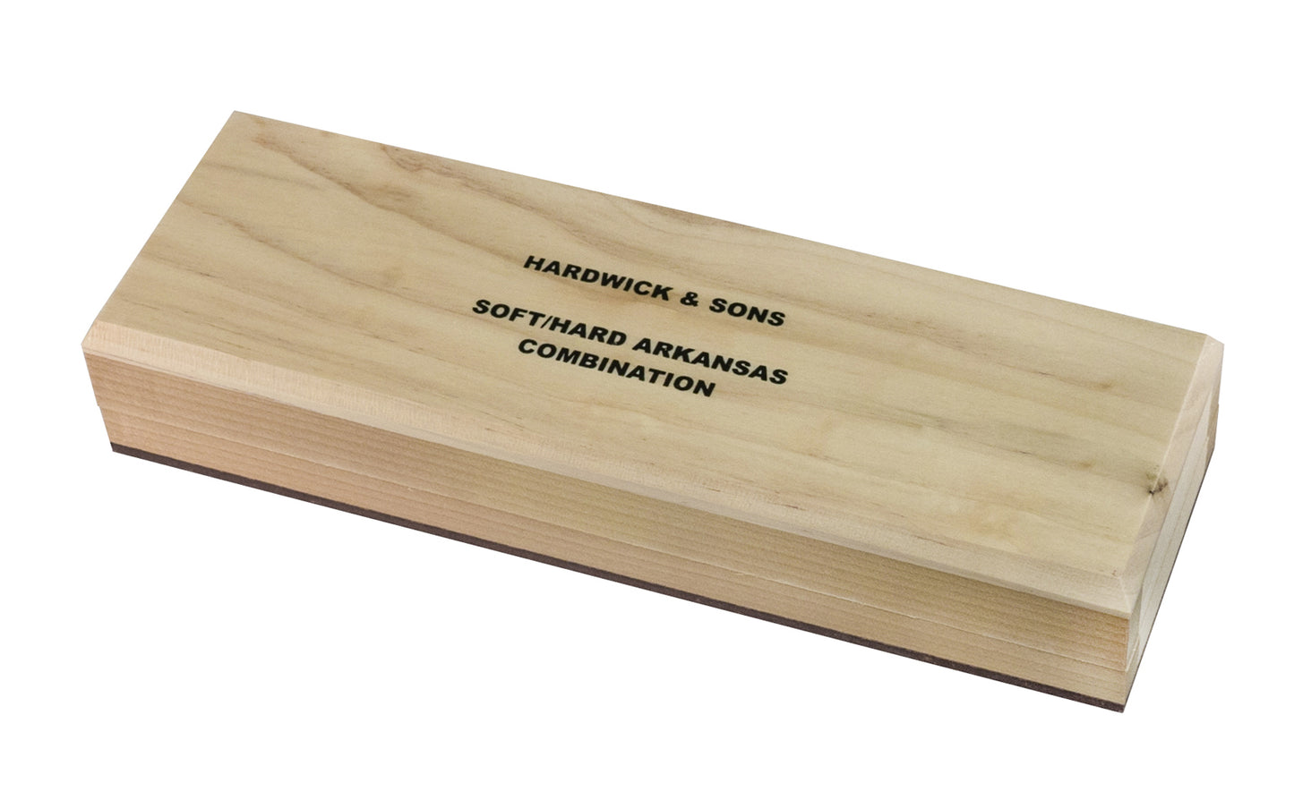 Soft/Hard Combination Arkansas Bench Stone with Wooden Box ~ 8" x 2" x 1" - Made in USA ~ Combo Hard & Soft Arkansas Stone Kit - Soft Arkansas: Extra-fine stone is good for starting an edge on tools - Hard Arkansas: Super-fine stone that is satisfactory for the final edge - Model No. MFC-8-C