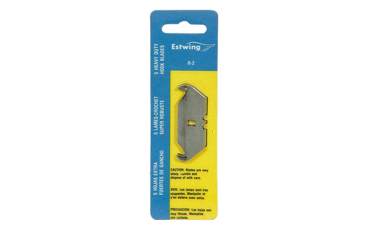 The Estwing R2 Replacement Blades for Roofing Knife ~ 5 Pack has 5 blades in one pack and fits the Estwing Roofing Knife (model #RK-7). Model #R-2 ~ Made in the USA ~ 034139621133