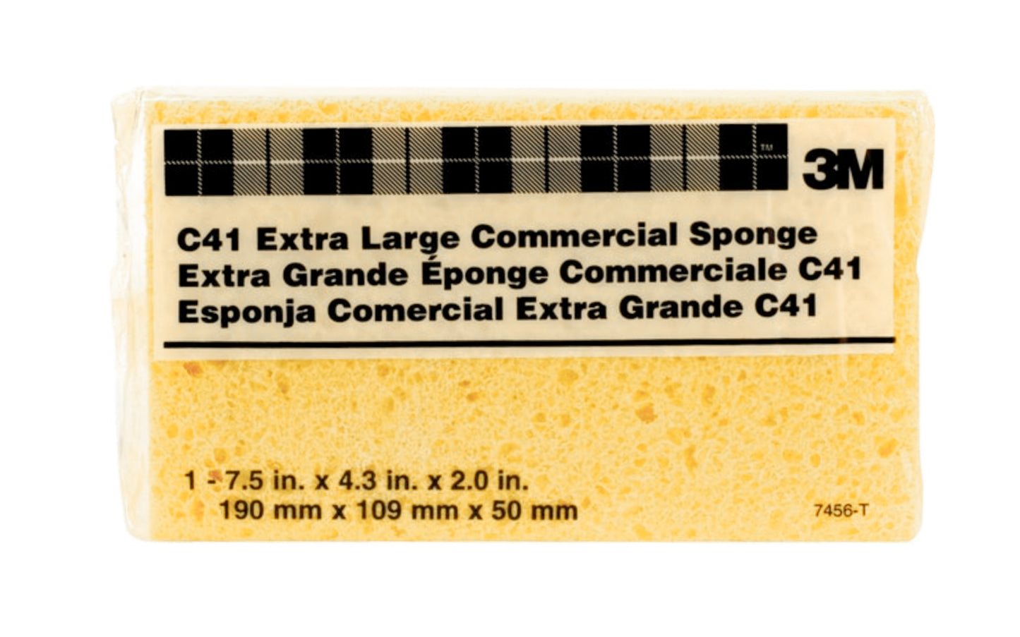 This 3M C41 Extra Large Commercial Sponge - 7.5" x 4.3" x 2". Commercial-sized sponge for jobs when you need a long-lasting, industrial product. Made in USA. 053200074562. 3M XL sponge. Model C41