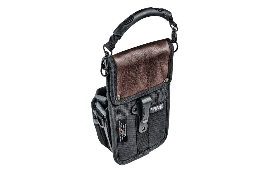 Veto Bags - Veto Pro Pac model TP3 - Leather Trim Panels - Detachable Rubber Handle - 851578000349 - Veto Pac Pac Tool Bag - TP3 Pouch - Meter Pouch - Features 15 pockets of various sizes including bit pockets - TP3 Bag - Electrical tape strap - Clip-on diagnostics bag which holds a meter & a variety of tools - Veto Bag
