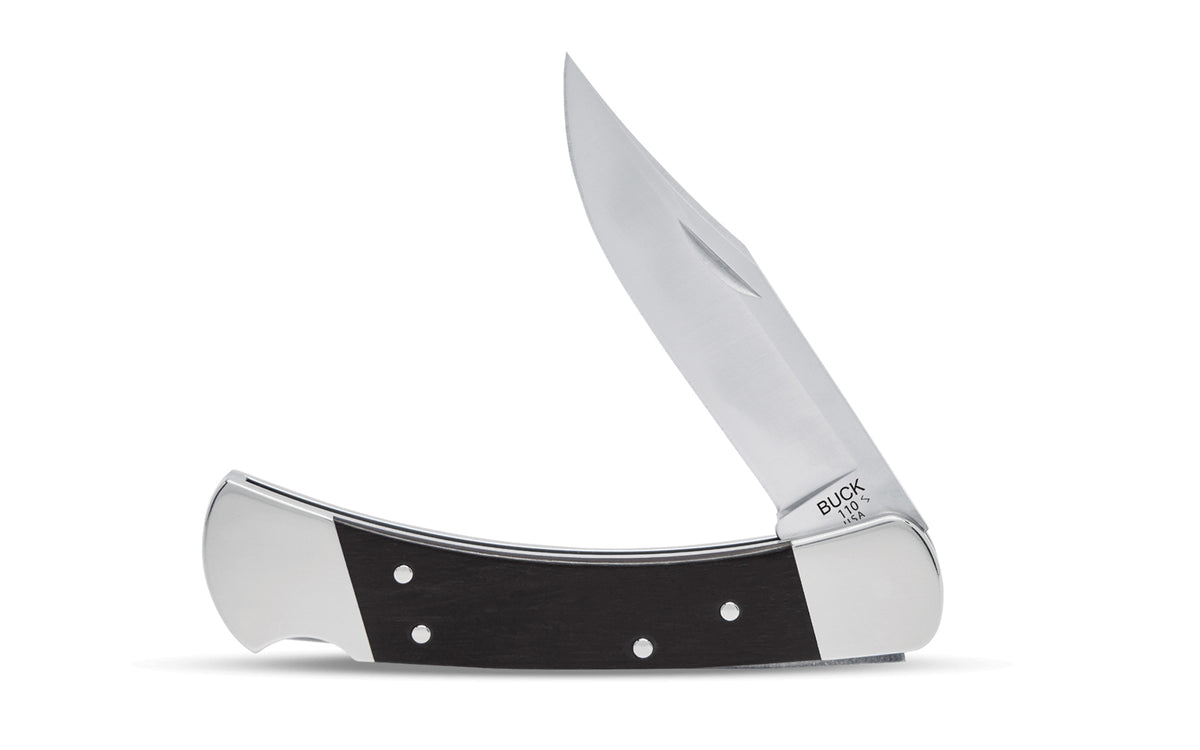 The Buck Knives 110 'Slim Elite' Folding Hunter Knife. Premium BOS heat-treated MagnaCut steel. Model 0110BRS20-B.  Made in USA.