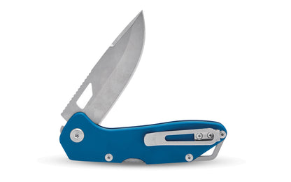 Buck Knives 724 Mustang Folding Knife - Blue color. Model 0724BLS-B. 3-1/4" long blade. Modern EDC knife. Made in USA.