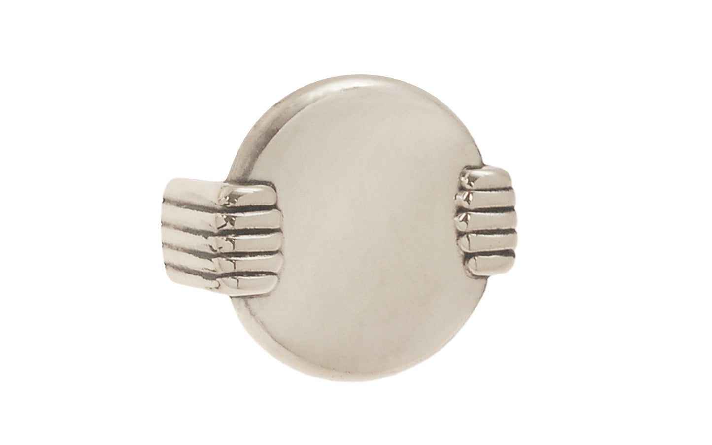 Vintage-style Hardware · A classic solid brass "Art Deco" handle pull knob with a retro 1930's look. 1-1/2" On Centers. Authentic reproduction pull designed in the 1930's, Streamline, Machine Age, Art Deco style of hardware. 1-1/2" center to center. Polished Nickel Finish.