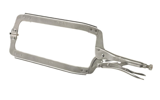 Irwin 18" "The Original" Vise Grip Locking C-Clamp Plier. Model 18SP. Item No. 22. Turn screw to adjust pressure and fit work. Stays adjusted for repetitive use. Constructed of high-grade heat-treated alloy steel for maximum toughness & durability. 8" Jaw Capacity. ~ 038548000220