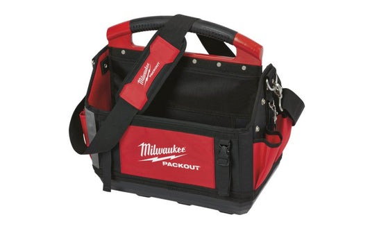 Milwaukee 31-Pocket 15" Tool Tote ~ Part of the PACKOUT Modular Storage System. Features an impact resistant molded base that fully integrates with all PACKOUT system components. Constructed with 1680D ballistic material, all metal hardware, & heavy-duty zippers. Durable Tool Bag. Model 48-22-8315
