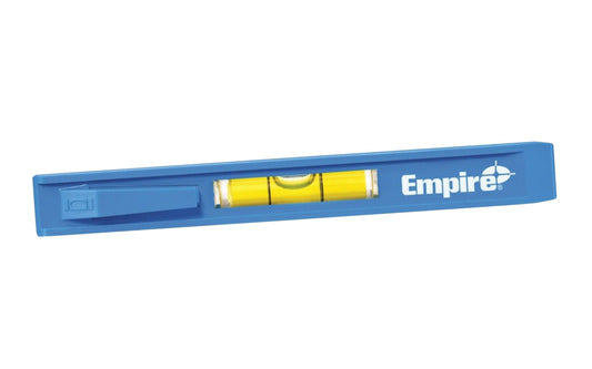 This Empire 5" Pocket Level has a molded frame for strength. Top read window allows for quick reading from multiple angles & the durable built-in pocket clip allows for easy storage when not in use. Empire Level Model 84-5. Made in USA ~ 015812008458