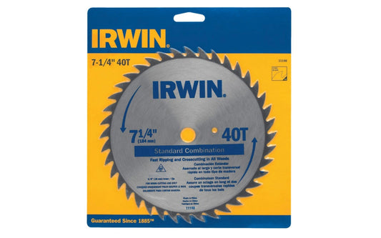 Irwin 7-1/4" General Purpose Circular Saw Blade - 40 Tooth. Model 11140. 024721111401.
