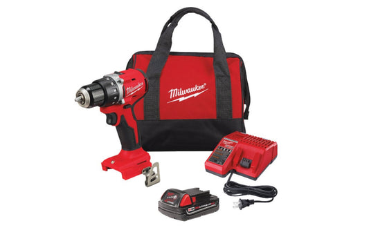 Milwaukee M18 Brushless 1/2" Compact Cordless Drill/Driver Kit with 2.0 Ah Battery & Charger