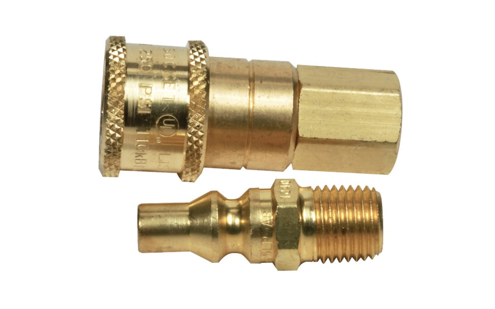 Mr Heater Propane/ Natural Gas Connector Kit. 1/4 In. Male pipe thread x 1/4 In Female pipe thread. All BTU capacities, automatic shutoff when plug is removed. CSA approved, UL listed. Used between (2) 5 Ft. hoses or between a 5 Ft. hose and regulator.