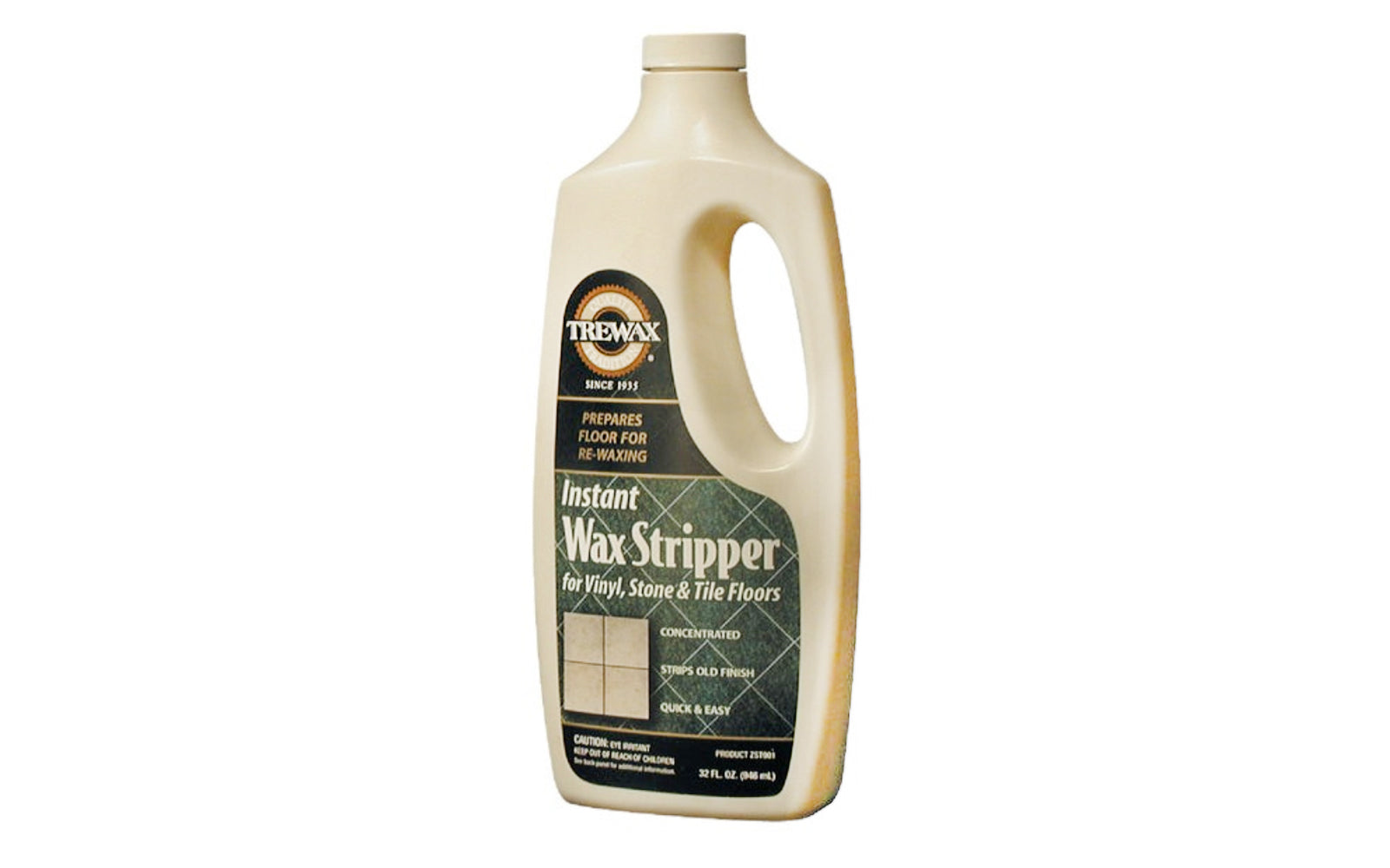 Trewax Heavy-Duty Floor Stripper - 32 fl oz. Trewax's no scrub formula is a combination of emulsifiers that quickly and easily penetrate and lift all brands of floor finishes for easy pick up with a mop or wet vacuum. Safe for any surface except wood. Easy-to-use without any offensive odors. Covers approximately 640 sq ft, depending on how porous the flooring is and how many coats of wax need removed. 