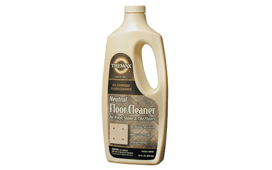 Trewax Neutral Floor Cleaner - 32 fl oz. Great for maintaining vinyl, "no-wax", rubber, tile & concrete floors. Trewax neutral cleaner contains no oil or soap to dull your floors. Deep cleans with neutral synthetic ingredients which evaporate completely, leaving floors sparkling clean and streak-free. 