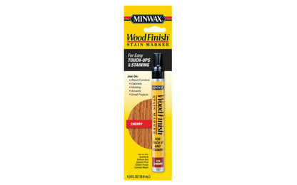 Minwax Stain Marker - Cherry. Color-matched to Minwax stains: Gunstock, Sedona Red, Ipswich Pine, Golden Pecan, Colonial Maple finishes. Use on furniture, cabinets, wood molding, accents, small projects, other finished wood surfaces. Quick & easy touch-ups & staining. Minwax touch up stain pen. Touch-up stain marker.