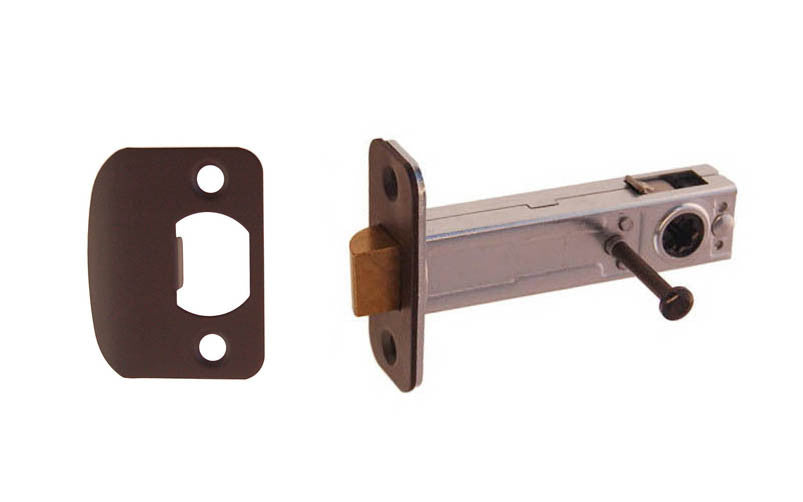 Spring Latch for Doors (Privacy) with 2-3/4" Backset. Designed for traditional doorknobs with square spindle shaft. Steel casing & solid brass plates. For vintage antique door knobs, or reproduction door knobs. For locking doors. Oil Rubbed Bronze Finish