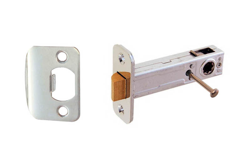 Spring Latch for Doors (Privacy) with 2-3/4" Backset. Designed for traditional doorknobs with square spindle shaft. Steel casing & solid brass plates. For vintage antique door knobs, or reproduction door knobs. For locking doors. Polished Nickel Finish