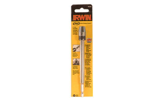 Irwin 6" Quick Change Extension. 1/4" Quick Change system for one-handed quick release. Carbon steel construction sleeve & body for durability & life. Made in USA.