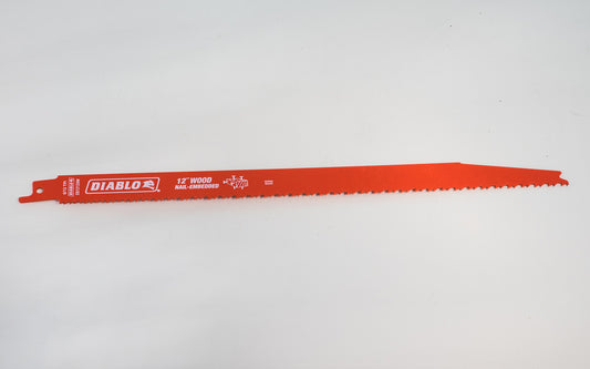 Diablo 12" Long Wood Nail-Embedded Reciprocating Saw Blade - 6 / 12 TPI. Model DS1212AW. Swiss made.