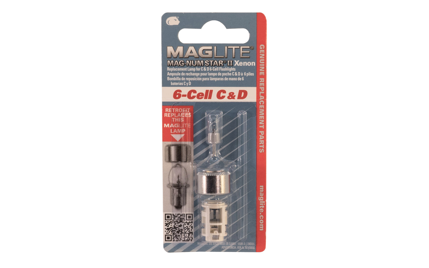 Maglite Replacement Lamp for C & D 6-cell flashlights. Maglite "Mag-Num Star II" Xenon. Made in Germany.
