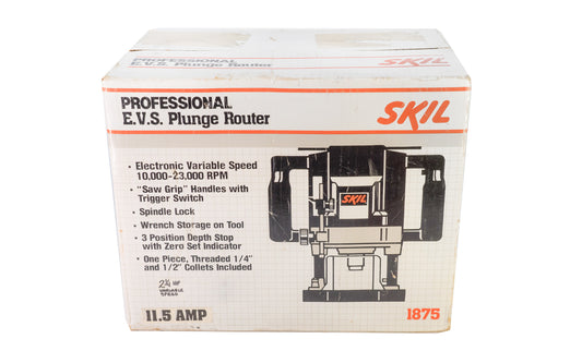 Skil  Professional Plunge Router - 1875. Variable Speed: 10,000 - 23,000 RPM - 2-1/4 HP - 11.5 AMP.